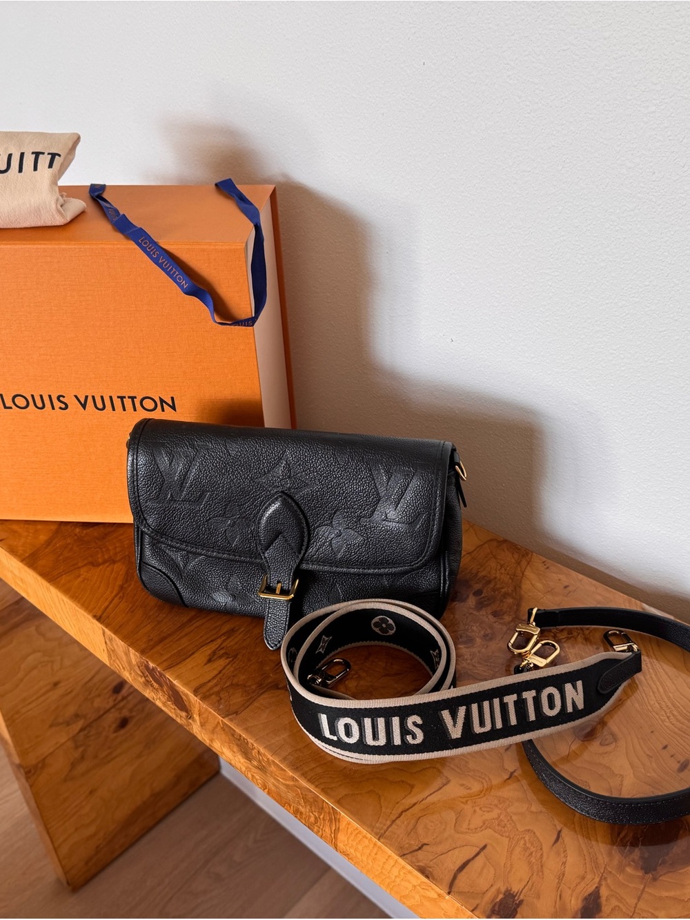 Louis Vuitton Diane Black Monogram Empreinte Crossbody Bag with Straps